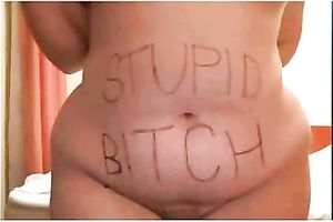 Skype chat with a sexually excited big beautiful woman housewife humiliating herself
