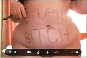 Skype chat with a sexually excited big beautiful woman housewife humiliating herself