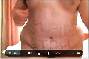 Skype chat with a sexually excited big beautiful woman housewife humiliating herself