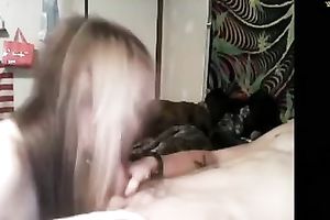 A cute slender golden-haired housewife who can't live without blowing my shlong