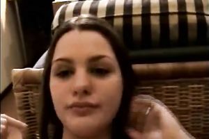 Wanton girlfriend takes facial and smears cum all over her face