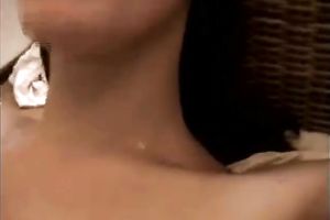 Wanton girlfriend takes facial and smears cum all over her face