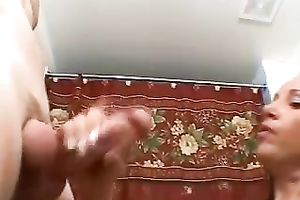 Busty hoochie receives on her knees and proudly shows off her blow job skills