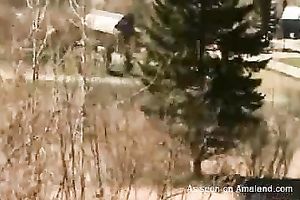 Ginger girlfriend gives solid blow job to her boyfriend in the park