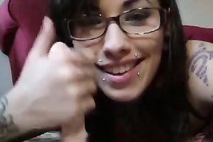 Pierced brunette hair playgirl rubs a sex toy in sexy cam show