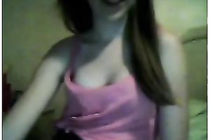 Petite pale skin brunette hair college slutwife flashes her large tits