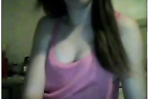 Petite pale skin brunette hair college slutwife flashes her large tits