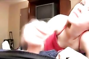 Beautiful dilettante legal age teenager strokes the jock of her boyfriend