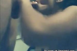 Latina playgirl sucks large weenie and masturbates on web camera