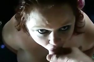 Plump and soft lips of a redhead BBW woman do great job