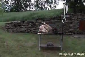 Brunette honey receives various gags in her face hole outdoors