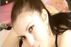 Brunette cheating wife pleasant her smooth slit with sex toy