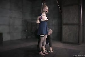 Salacious slut with a ring gag in her throat restricted