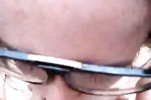Naughty wonk in glasses sucks on biggest rock hard pole