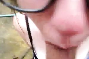 Naughty wonk in glasses sucks on biggest rock hard pole