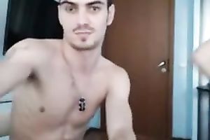 Webcam clip with a dark brown playgirl engulfing her lover's cock