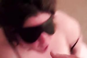 Blindfolded big beautiful woman bedmate blows and receives cum on her face and mounds