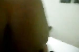 Reverse cowgirl position knob riding from a hawt black bimbo