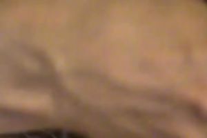 Blindfolded aged horny white wife smokes during the time that I film her in sofa