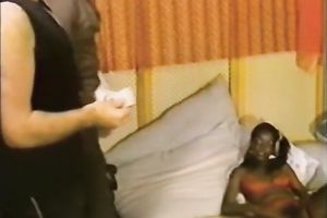 Young and hawt African playgirl receives gangbanged by 2 white cocks in 3some