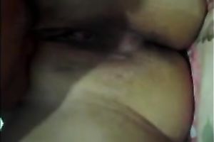 My overweight wifey shows her bald trench to me and lets me touch it