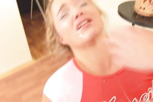 Amateur sweetheart acquires face-fucked brutally and covered with cum