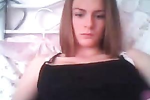 German hawt white dirty slut wife flashes her large scones on livecam