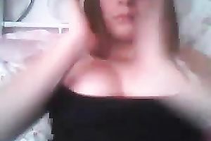 German hawt white dirty slut wife flashes her large scones on livecam