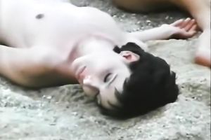 Two tall and slim lesbos have romantic sex on the beach