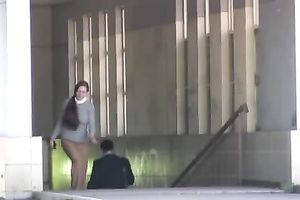 Amateur hussy pees in her pants in outdoor urinate fetish solo movie