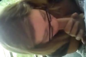 My blonde playgirl giving me worthwhile oral stimulation on the back porch