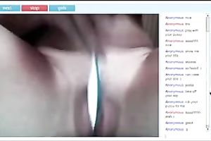 Extra breasty webcam Married slut with admirable curves played with toothbrush for me