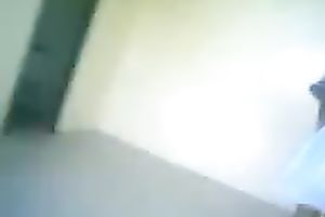 Indian sweetheart in dress receives dark pants bare to the shoe camera