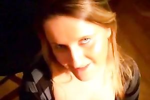 Blonde bitch manages to milk my prick dry in her throat