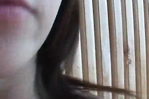 Cute brunette hair favours a fellow with a blow job and a cook jerking