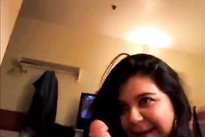 Hefty figured raven head Latina hottie of my fella gives nice shlong engulf