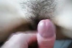 My breathtaking wifey allows me to cum on her cute shaggy slit