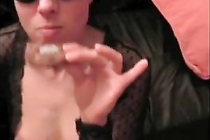 Dirty wench in sunglasses knows how to give a great irrumation