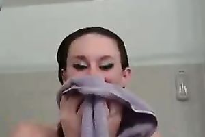My ravishing dark brown wife in the bathtub reaching big O