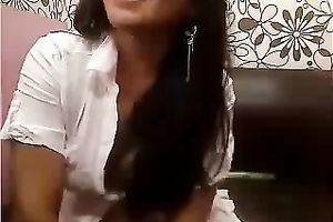 Busty web camera brunette hair doxy shows her cleavage for the webcam