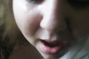 This big beautiful woman wench sucks my penis until this babe gets a facial