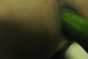 My paramour enjoys fucking my cunt with a cucumber in homemade episode
