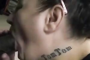 Black knob for hungry white plump floozy who eats cum