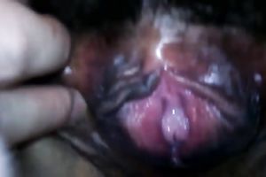 My dirty slut wife shows her curly cookie to me and lets me touch it