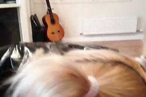 Pigtailed blond doxy gives me unforgettable deepthroat blowjob