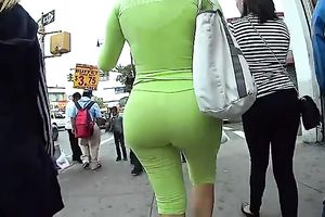 Hot non-professional blonde slutty wife with delightful wazoo in taut emerald pants