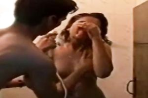 Chubby and appetizing dilettante Indian white wife in the shower room