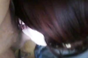 Dark-haired hottie wearing glasses gives me head in homemade POV