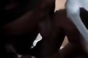 Two sexy masked brunettes engulf my cock in advance of taking it in their snatches