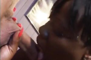 Ugly ebon whore receives screwed from behind after giving a oral-service